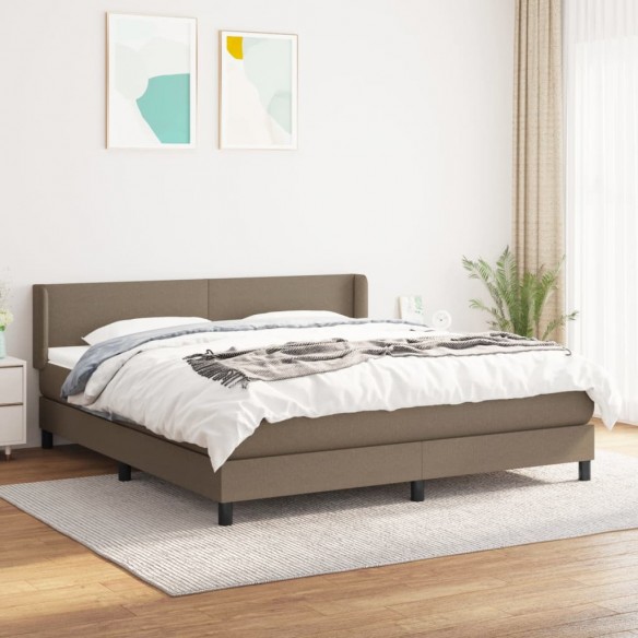 Cadre de lit avec matelas Taupe 180x200 cm Tissu