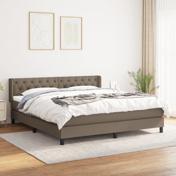 Cadre de lit avec matelas Taupe 160x200 cm Tissu