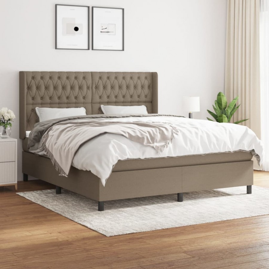 Cadre de lit avec matelas Taupe 180x200 cm Tissu