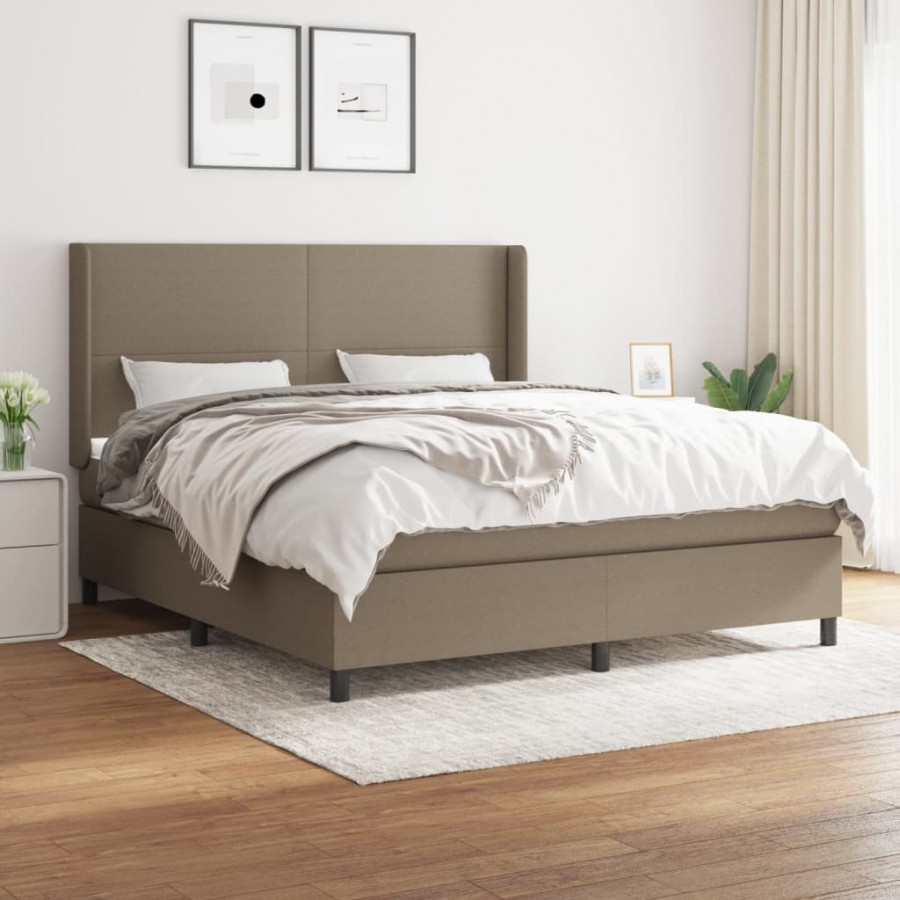 Cadre de lit avec matelas Taupe 180x200 cm Tissu