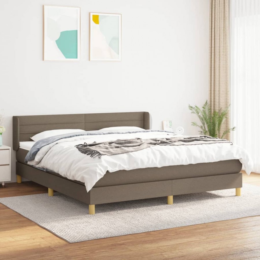 Cadre de lit avec matelas Taupe 160x200 cm Tissu