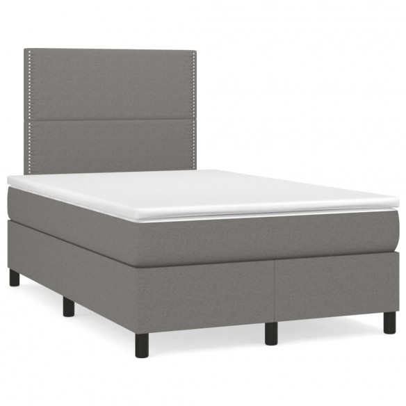 Cadre de lit avec matelas gris foncé 120x190cm tissu