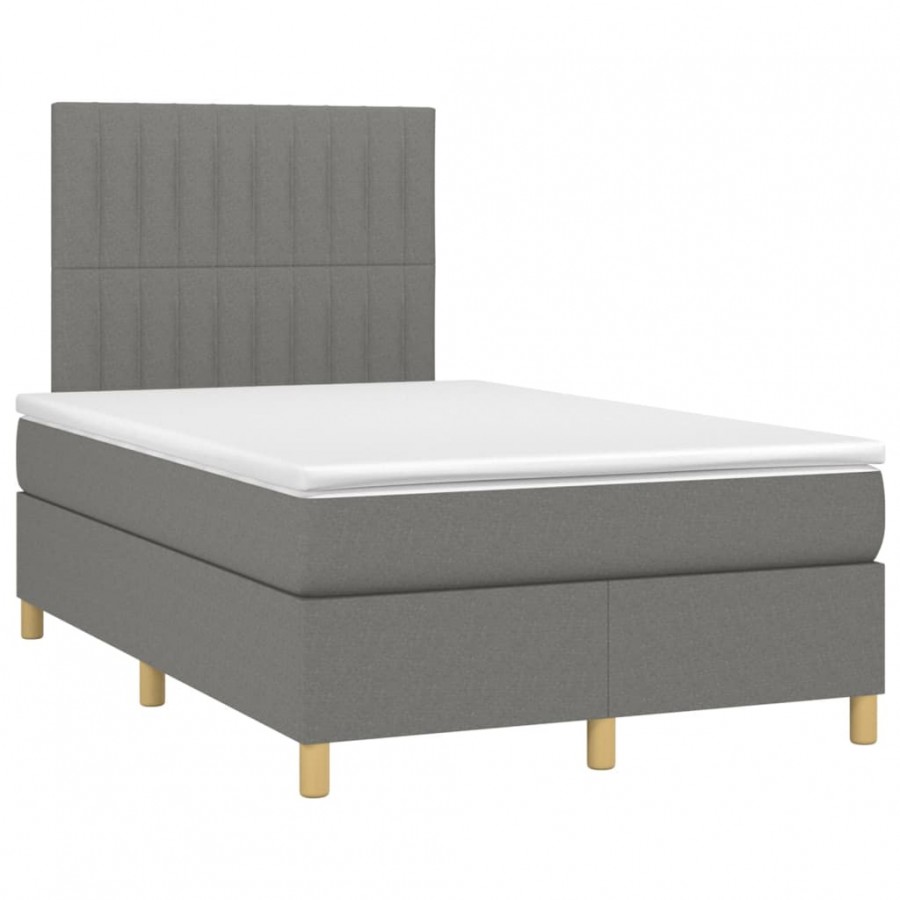 Cadre de lit avec matelas gris foncé 120x190cm tissu