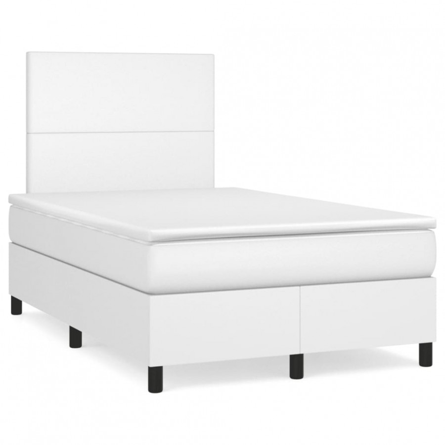 Cadre de lit avec matelas blanc 120x190cm similicuir