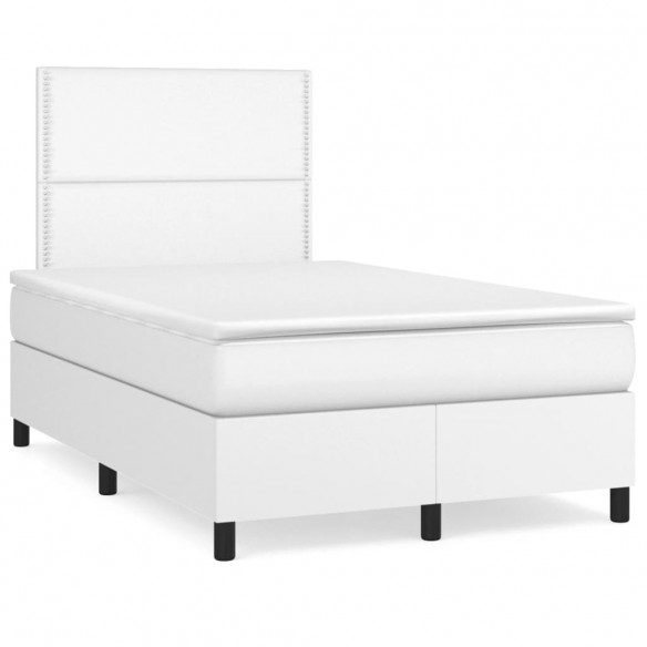 Cadre de lit avec matelas blanc 120x190cm similicuir