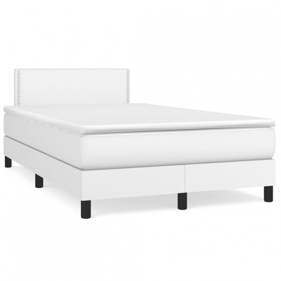 Cadre de lit avec matelas blanc 120x190cm similicuir