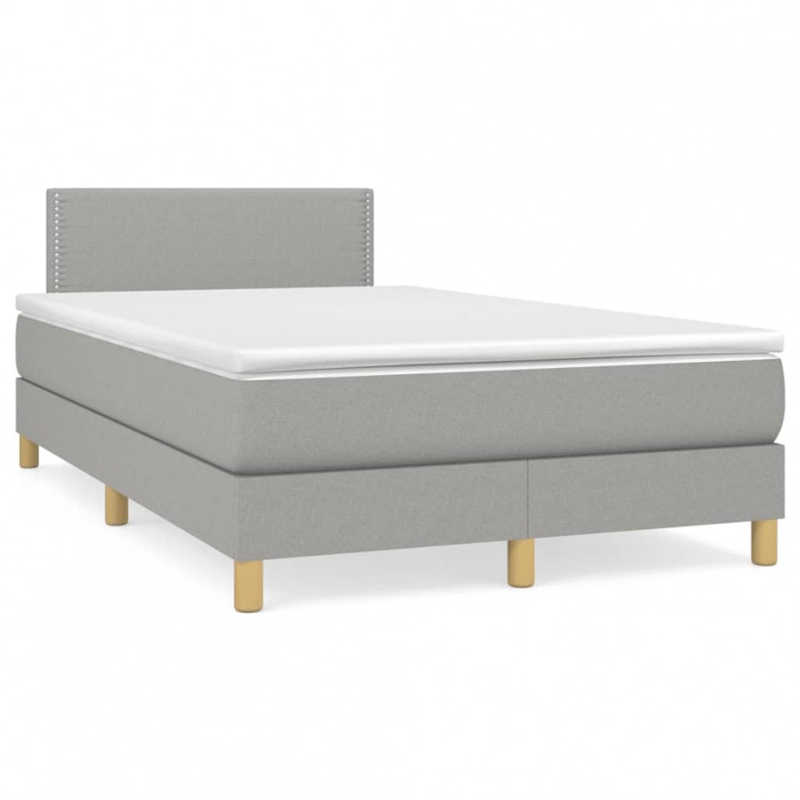 Cadre de lit matelas LED gris clair 120x190 cm tissu