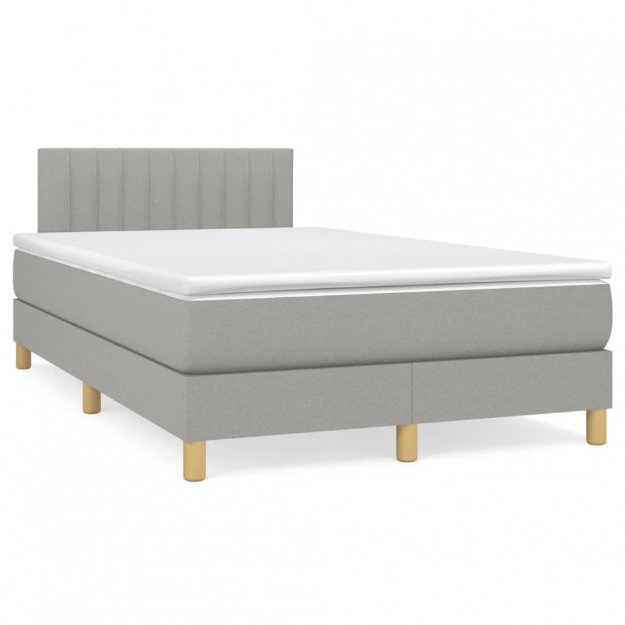 Cadre de lit et matelas gris clair 120x190 cm tissu