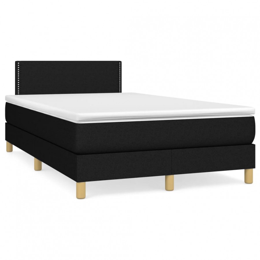 Cadre de lit avec matelas noir 120x190 cm tissu