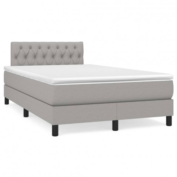 Cadre de lit matelas LED gris clair 120x190 cm tissu