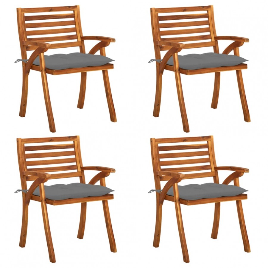 Chaises de jardin avec coussins 4 pcs Bois de teck solide