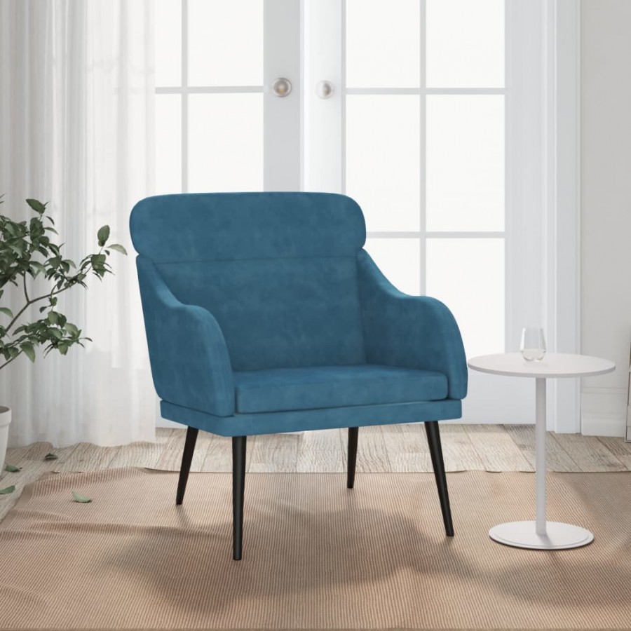 Fauteuil Bleu 63x76x80 cm Velours