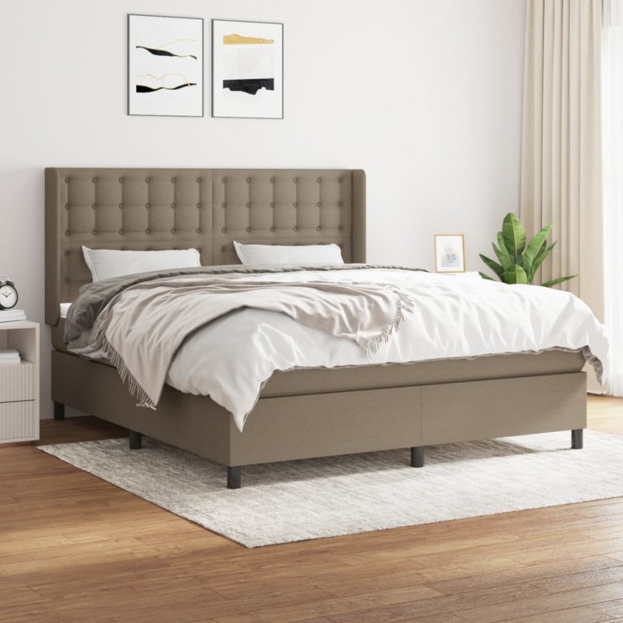 Cadre de lit avec matelas Taupe 180x200 cm Tissu