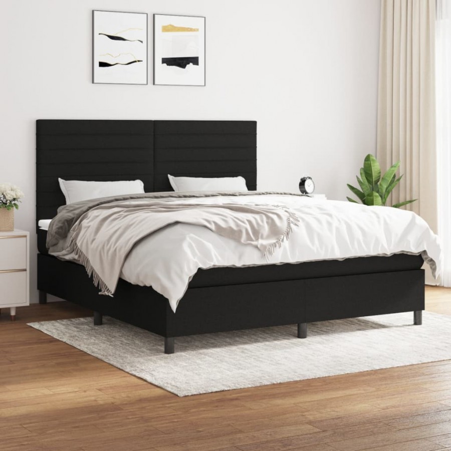 Cadre de lit avec matelas Noir 180x200 cm Tissu