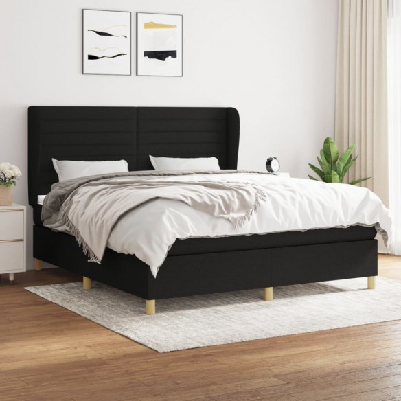 Cadre de lit avec matelas Noir 180x200 cm Tissu