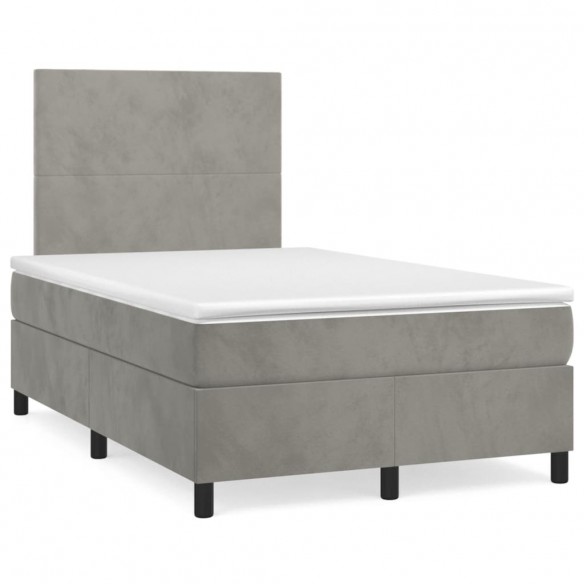 Cadre de lit et matelas gris clair 120x190cm velours