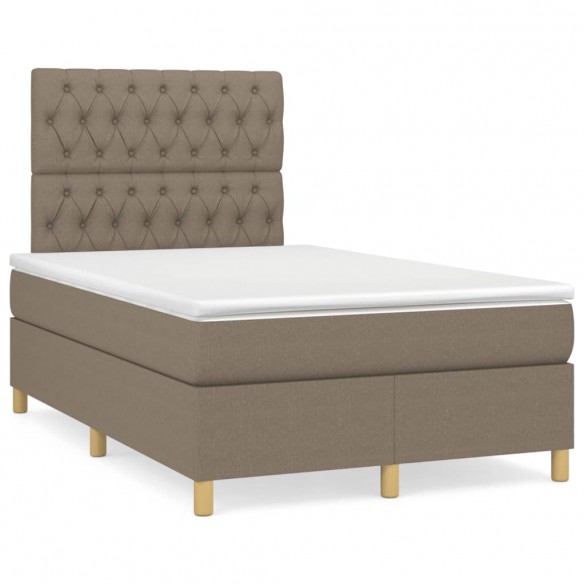 Cadre de lit avec matelas taupe 120x190 cm tissu