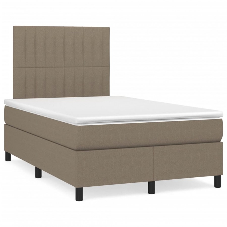 Cadre de lit avec matelas taupe 120x190 cm tissu