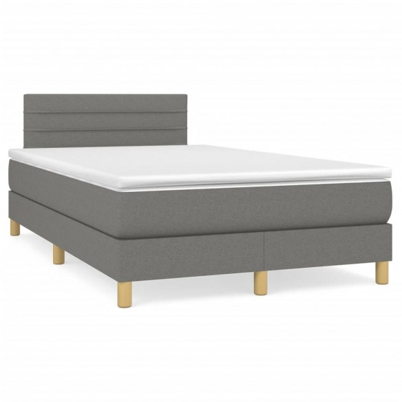 Cadre de lit avec matelas gris foncé 120x190cm tissu