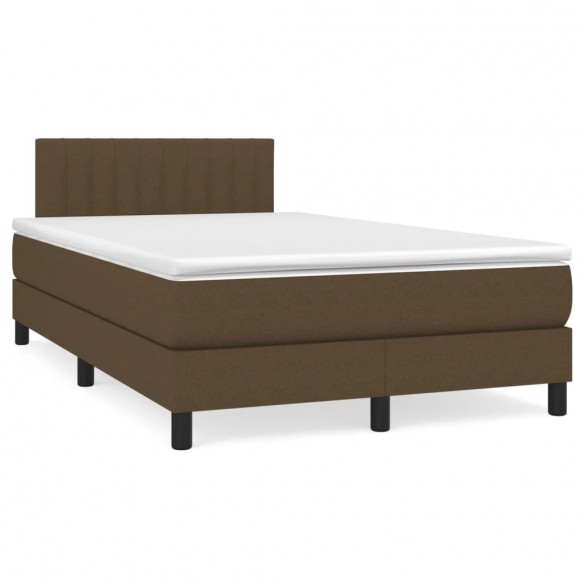 Cadre de lit et matelas marron foncé 120x190cm tissu