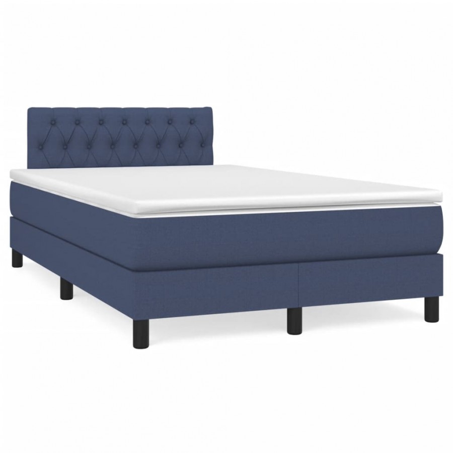 Cadre de lit matelas et LED bleu 120x190 cm tissu