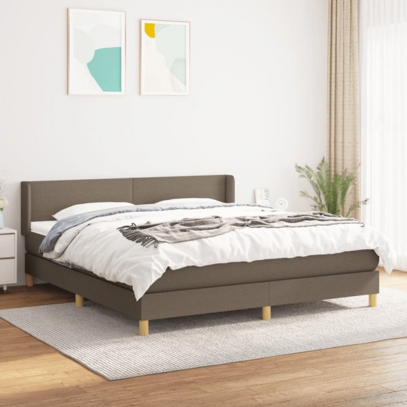 Cadre de lit avec matelas Taupe 160x200 cm Tissu