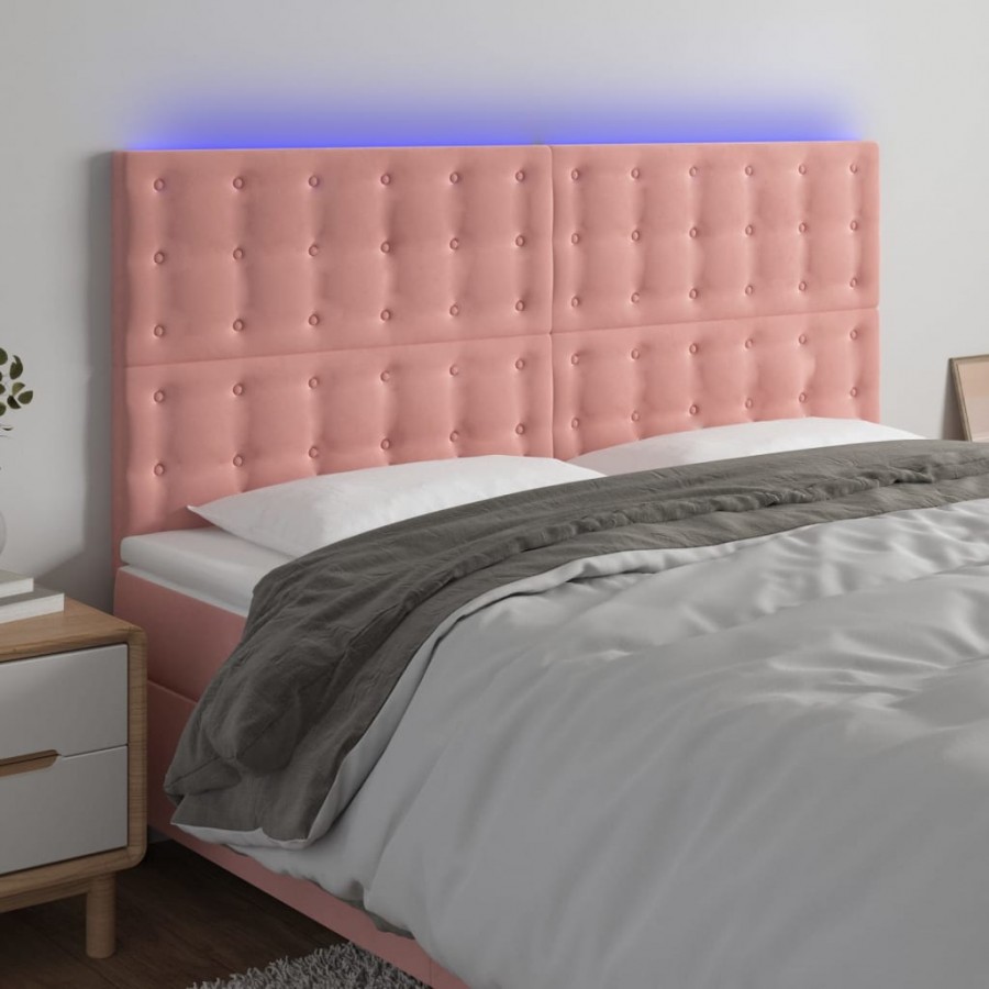 Tête de lit à LED Rose 200x5x118/128 cm Velours