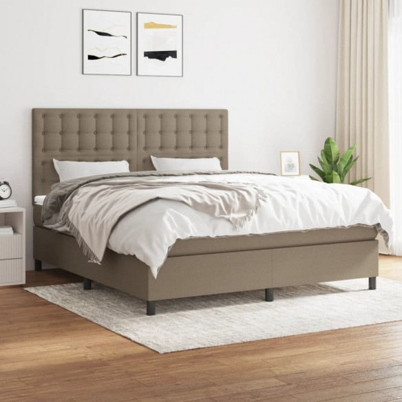 Cadre de lit avec matelas Taupe 180x200 cm Tissu