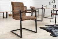 Chaises modernes coloris marron antique en microfibre et en acier inoxydable noir