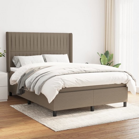 Cadre de lit avec matelas Taupe 140x190 cm Tissu