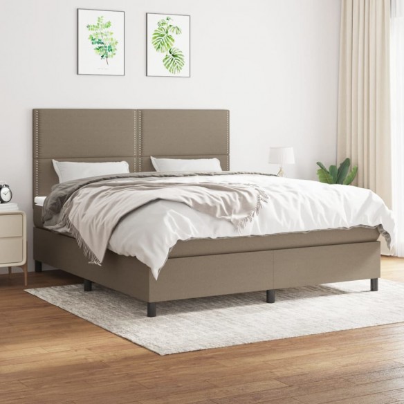 Cadre de lit avec matelas Taupe 180x200 cm Tissu