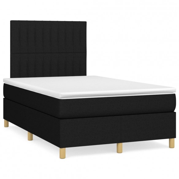 Cadre de lit avec matelas noir 120x190 cm tissu