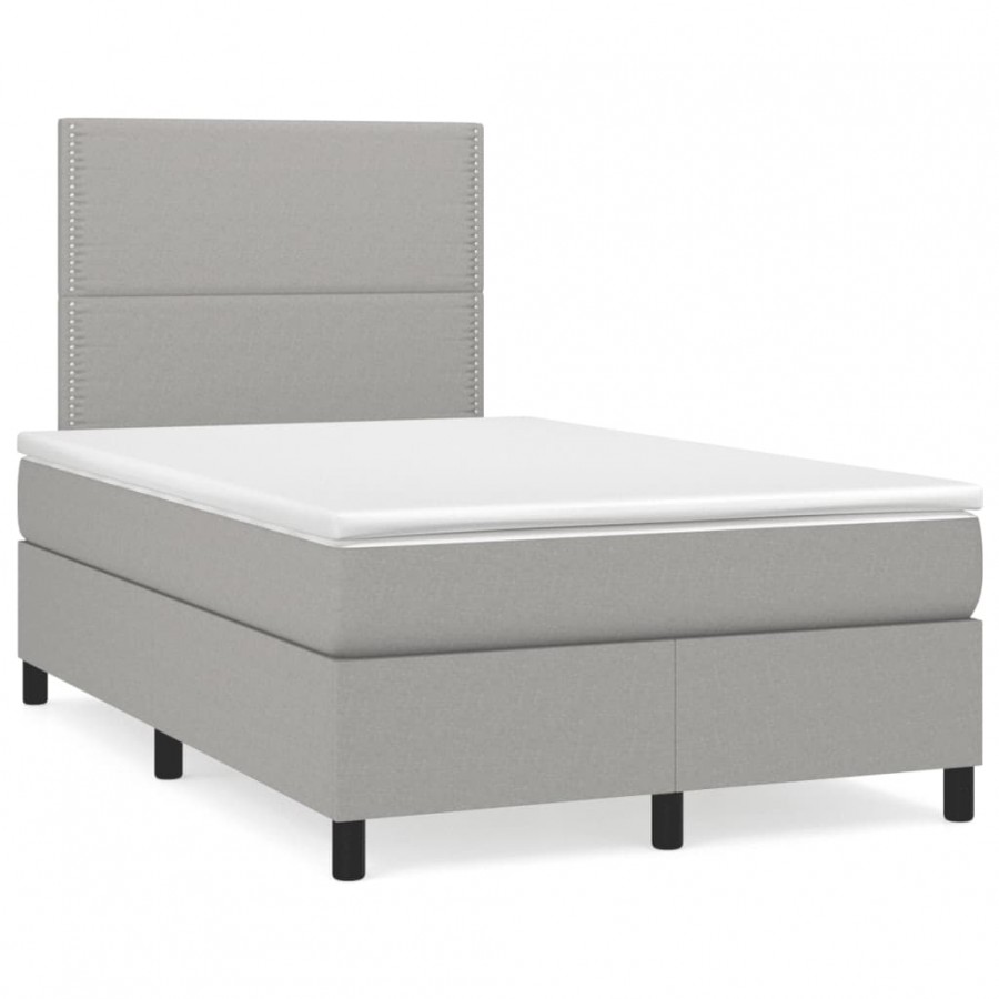 Cadre de lit et matelas gris clair 120x190 cm tissu