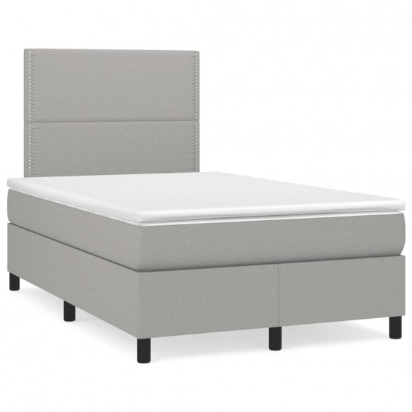 Cadre de lit et matelas gris clair 120x190 cm tissu