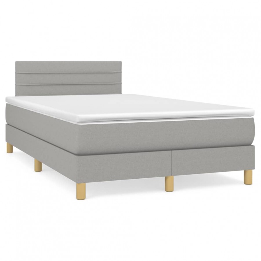 Cadre de lit et matelas gris clair 120x190 cm tissu