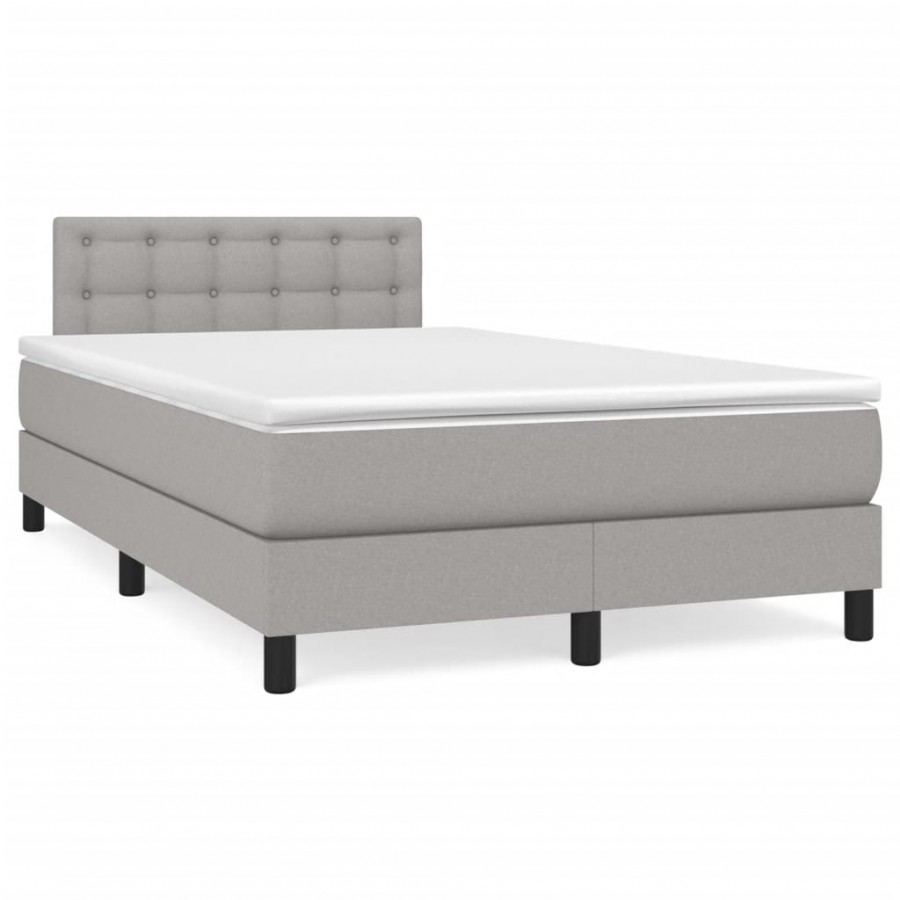 Cadre de lit et matelas gris clair 120x190 cm tissu