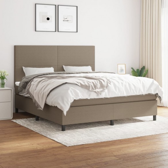 Cadre de lit avec matelas Taupe 180x200 cm Tissu