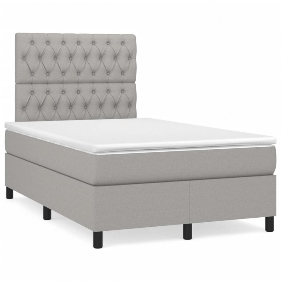 Cadre de lit et matelas gris clair 120x190 cm tissu