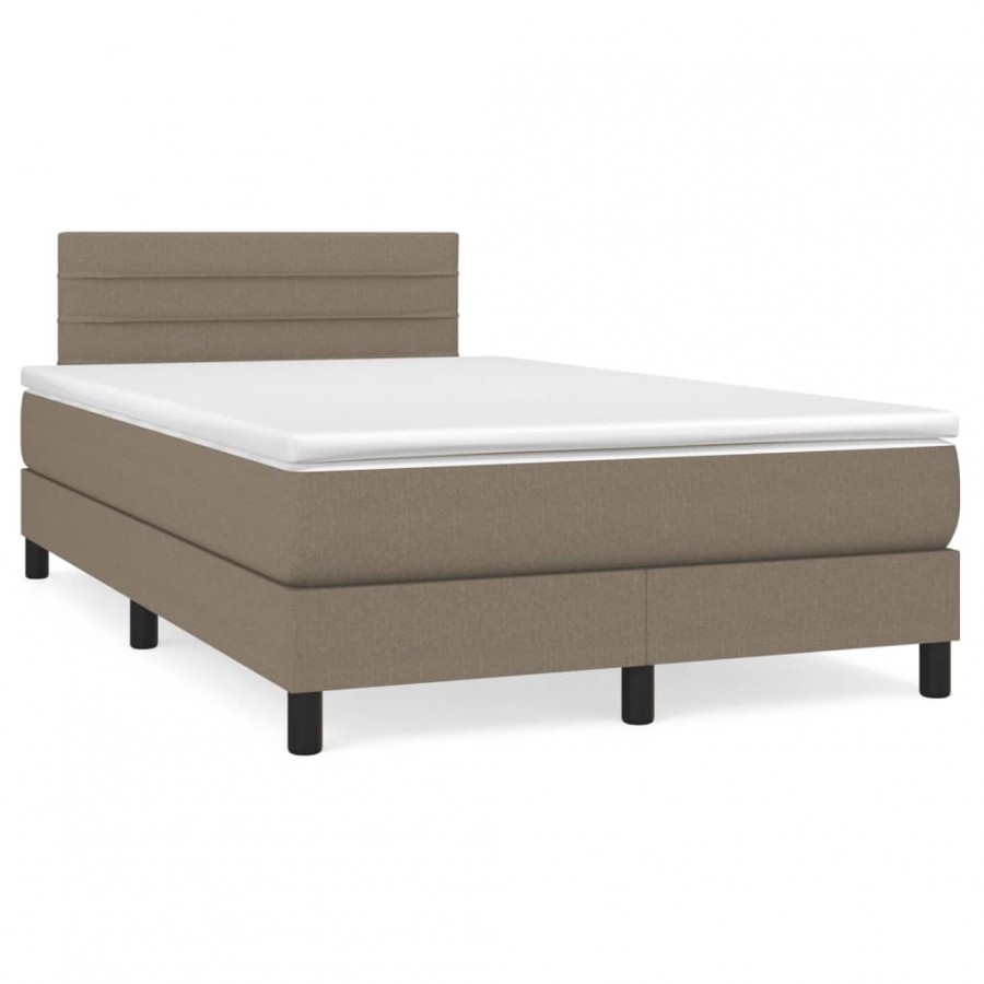 Cadre de lit avec matelas taupe 120x190 cm tissu