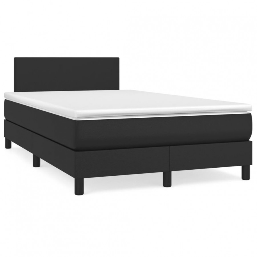 Cadre de lit avec matelas noir 120x190 cm similicuir