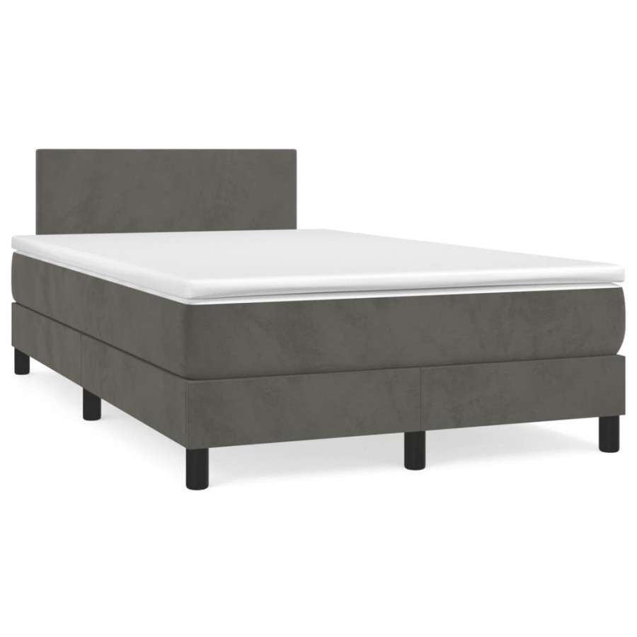 Cadre de lit et matelas gris foncé 120x190cm velours