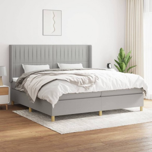 Cadre de lit avec matelas Gris clair 200x200cm Tissu