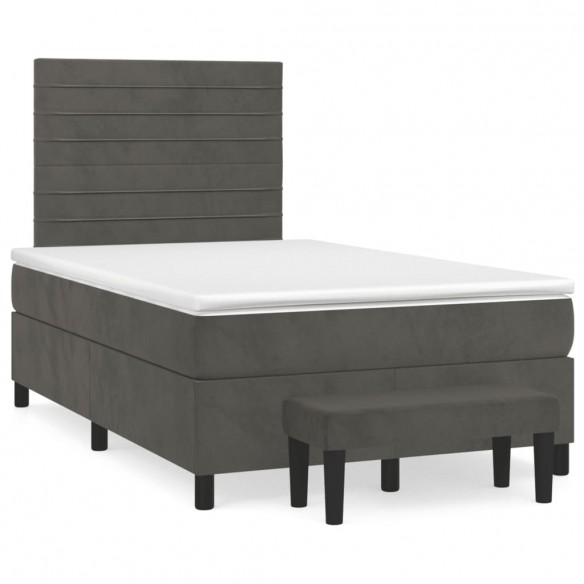 Cadre de lit et matelas gris foncé 120x190cm velours