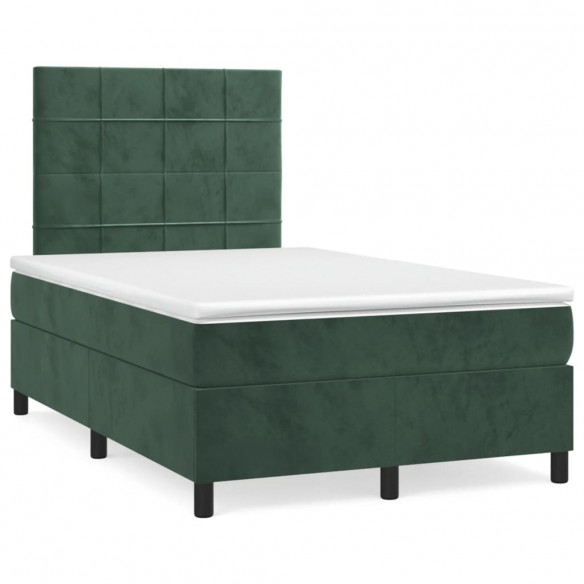 Cadre de lit avec matelas vert foncé 120x190 cm