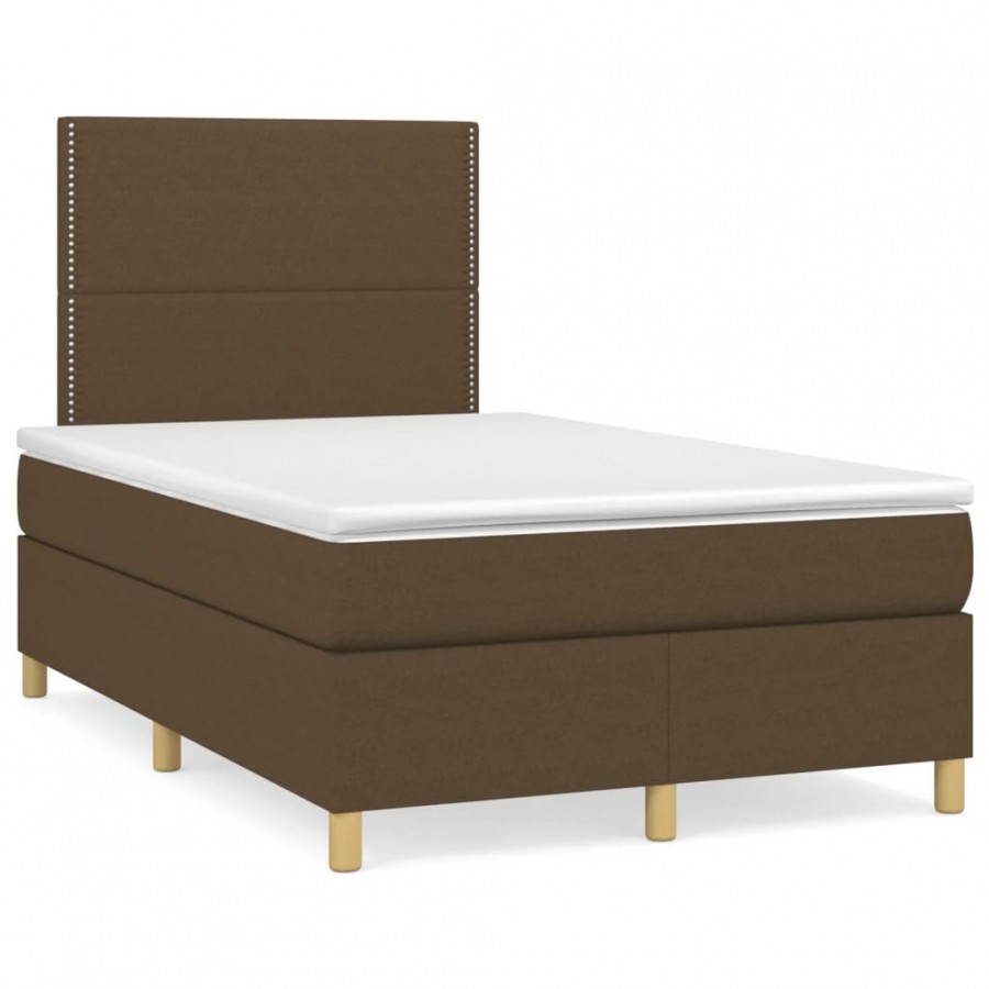 Cadre de lit et matelas marron foncé 120x190cm tissu