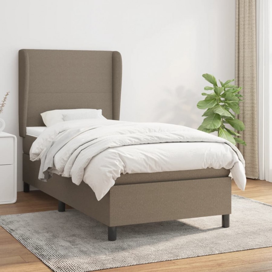 Cadre de lit avec matelas Taupe 100x200 cm Tissu