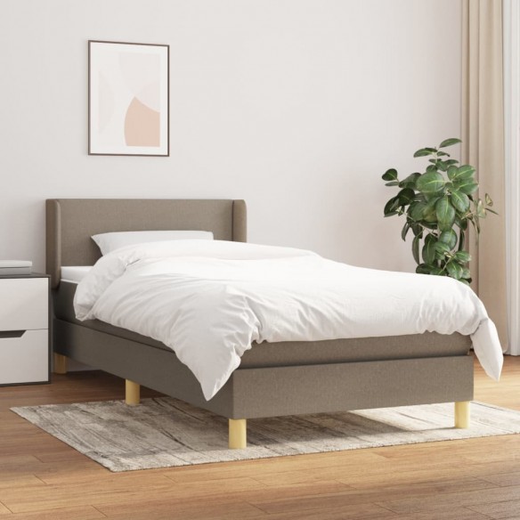 Cadre de lit avec matelas Taupe 100x200 cm Tissu