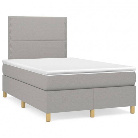 Cadre de lit et matelas gris clair 120x190 cm tissu