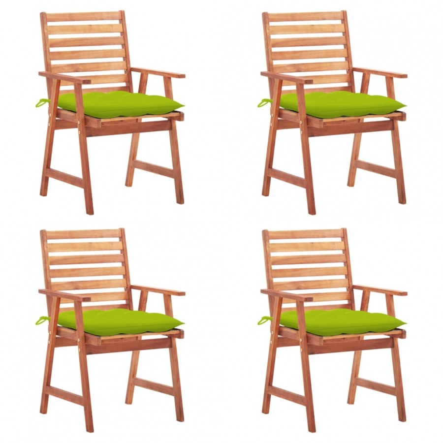 Chaises à dîner d'extérieur 4 pcs avec coussins Acacia massif