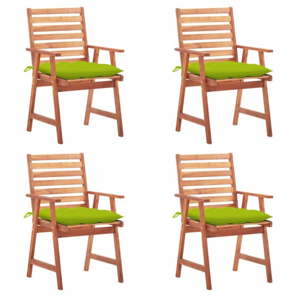 Chaises à dîner d'extérieur 4 pcs avec coussins Acacia massif